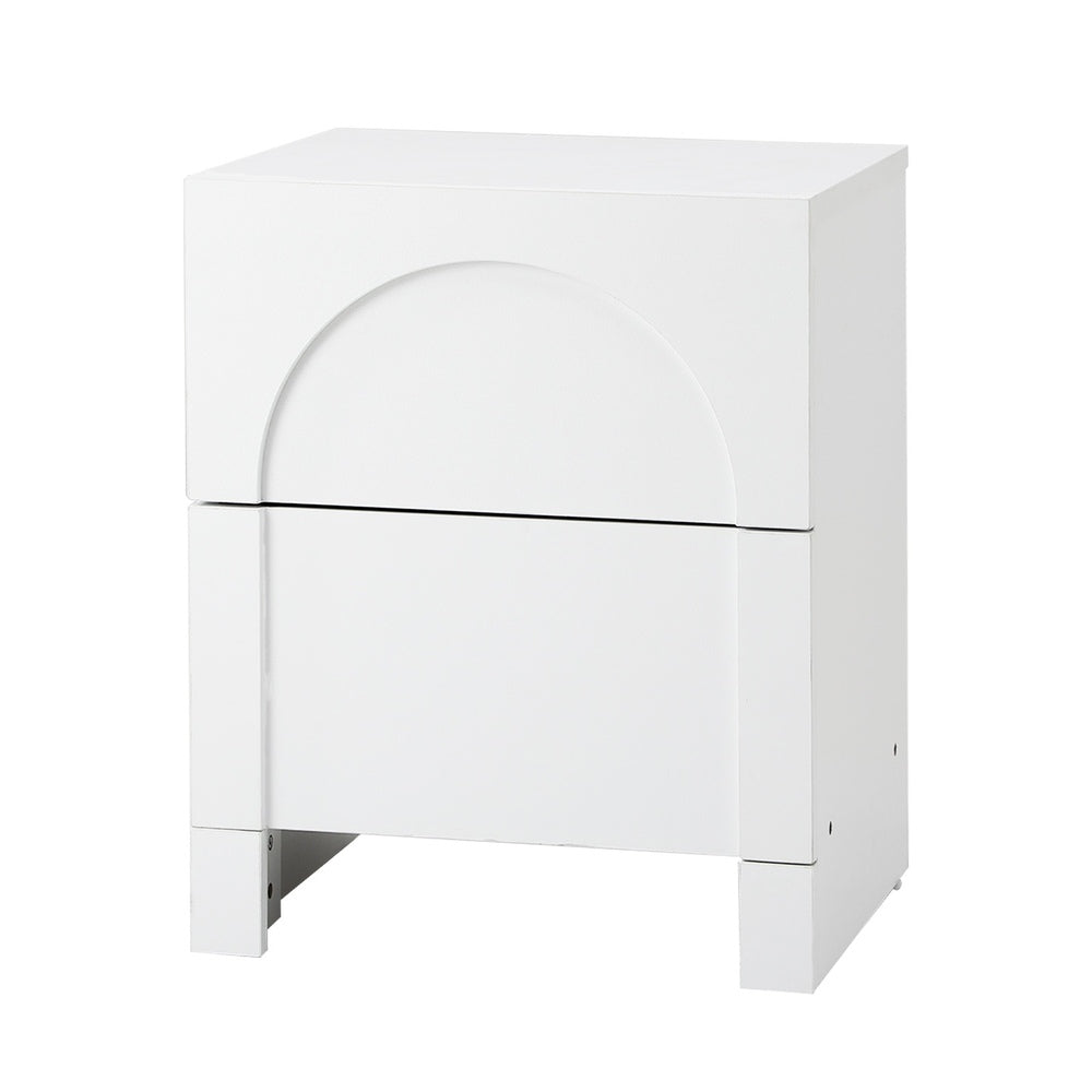 Oikiture Bedside Table 2 Drawers Side Table White-BedSide Tabless-PEROZ Accessories
