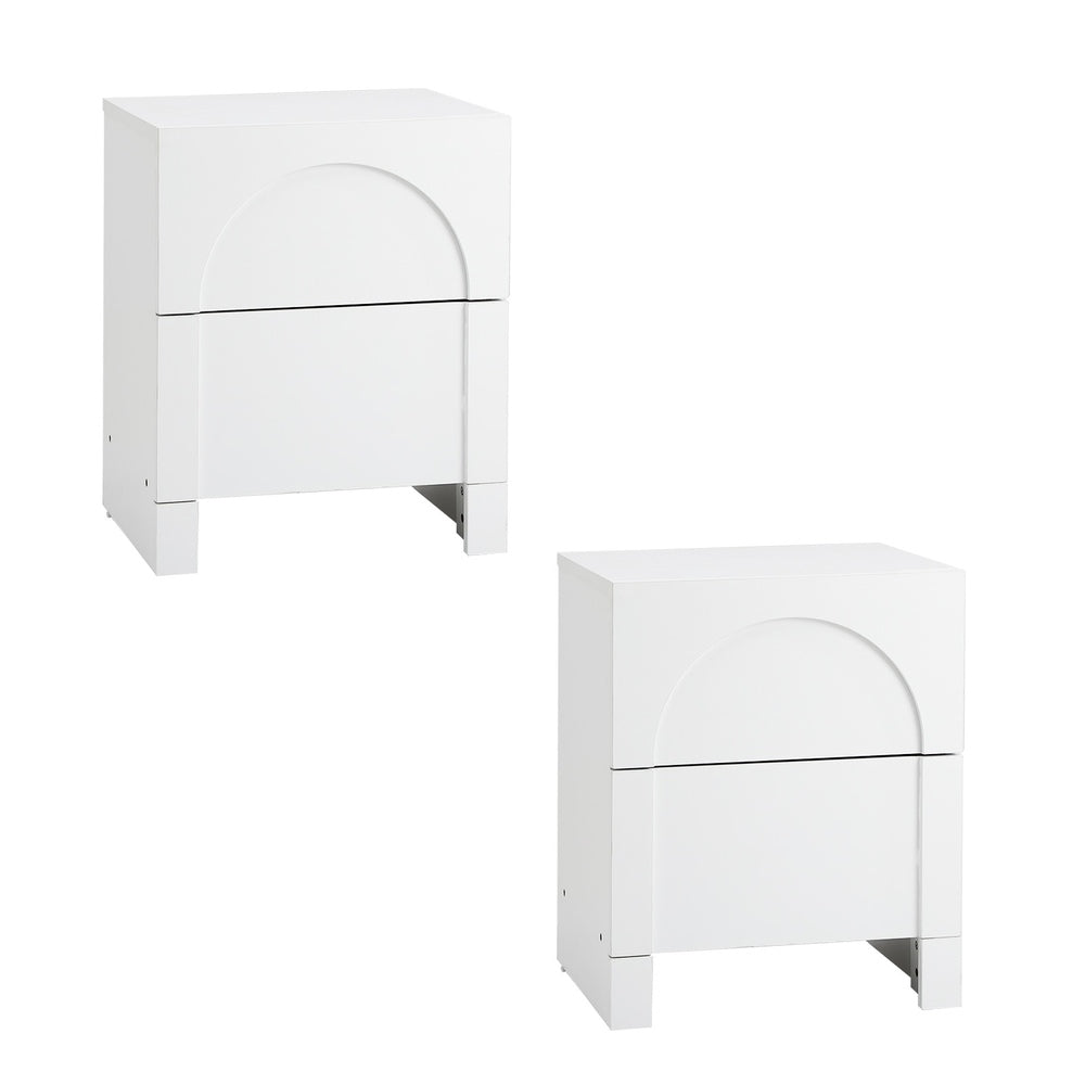 Oikiture 2X Bedside Table 2 Drawers Side Table White-BedSide Tabless-PEROZ Accessories