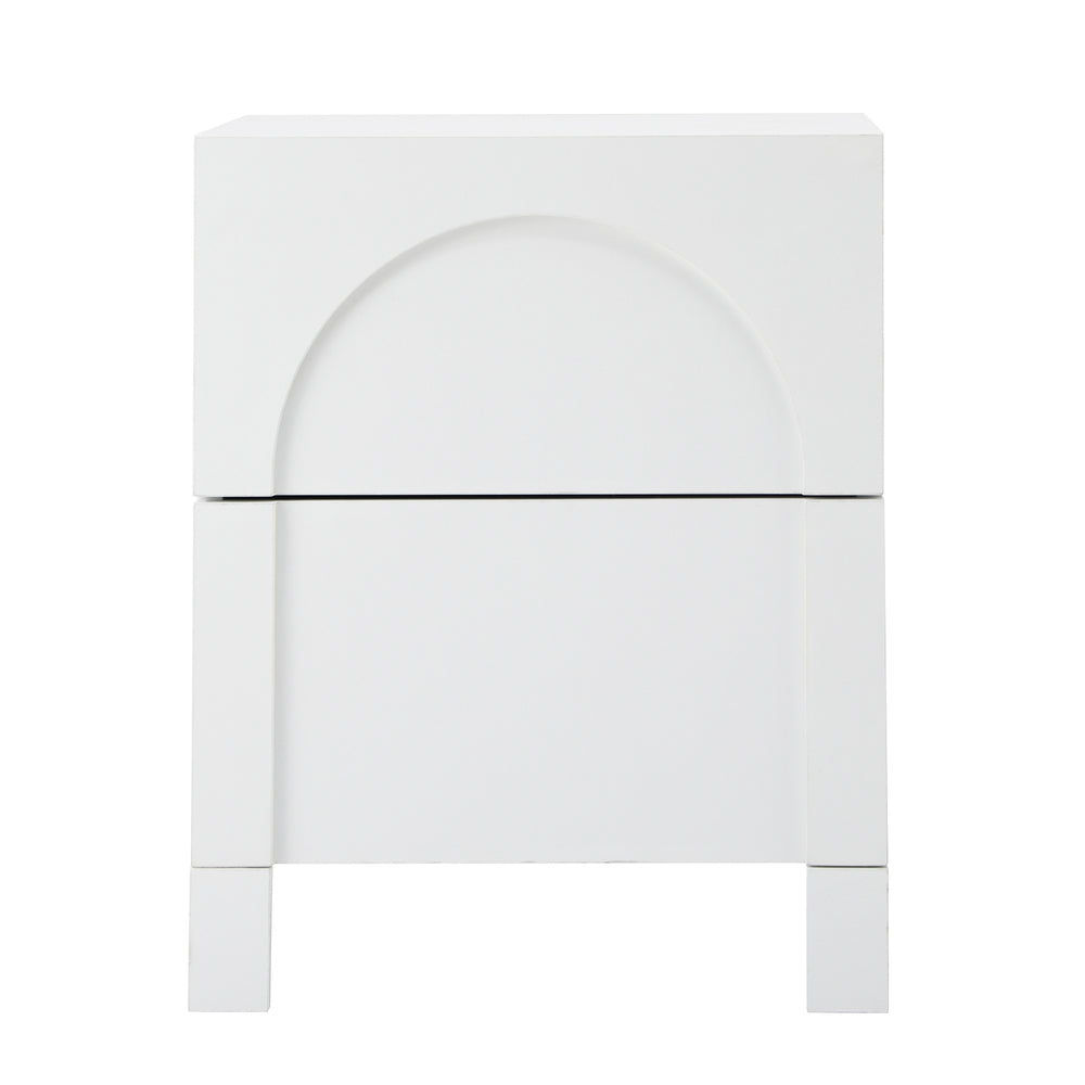 Oikiture 2X Bedside Table 2 Drawers Side Table White-BedSide Tabless-PEROZ Accessories