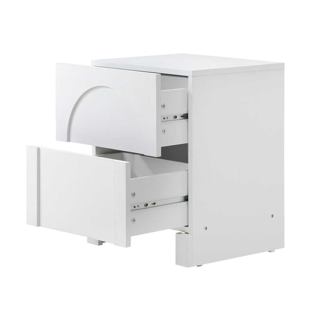 Oikiture 2X Bedside Table 2 Drawers Side Table White-BedSide Tabless-PEROZ Accessories