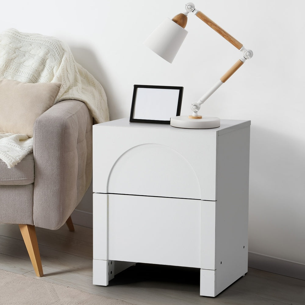Oikiture 2X Bedside Table 2 Drawers Side Table White-BedSide Tabless-PEROZ Accessories