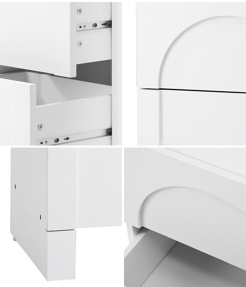 Oikiture 2X Bedside Table 2 Drawers Side Table White-BedSide Tabless-PEROZ Accessories