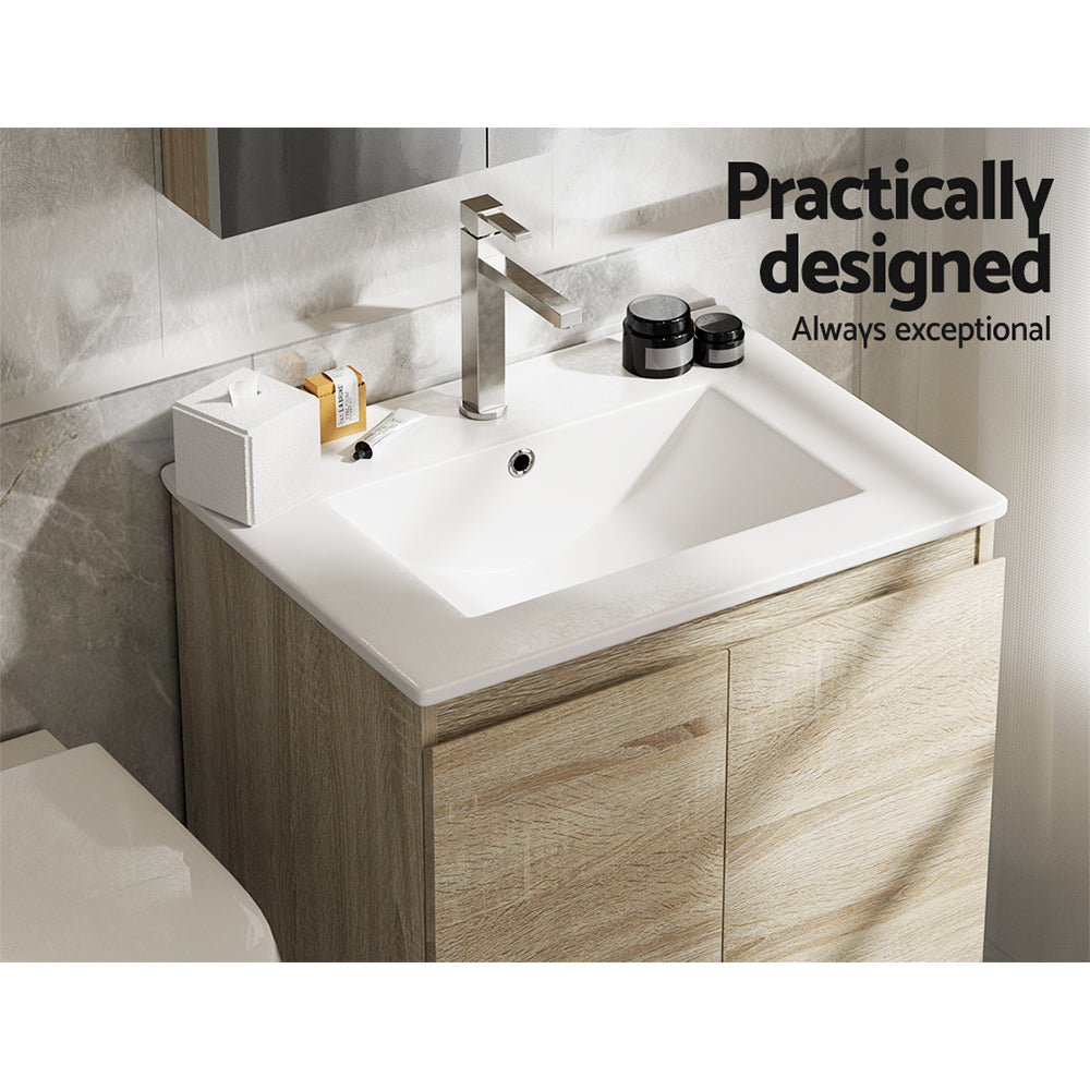 Cefito Vanity Unit 600mm with Basin Oak-Furniture > Bathroom > Bathroom Cabinets, Cupboards & Storage-PEROZ Accessories