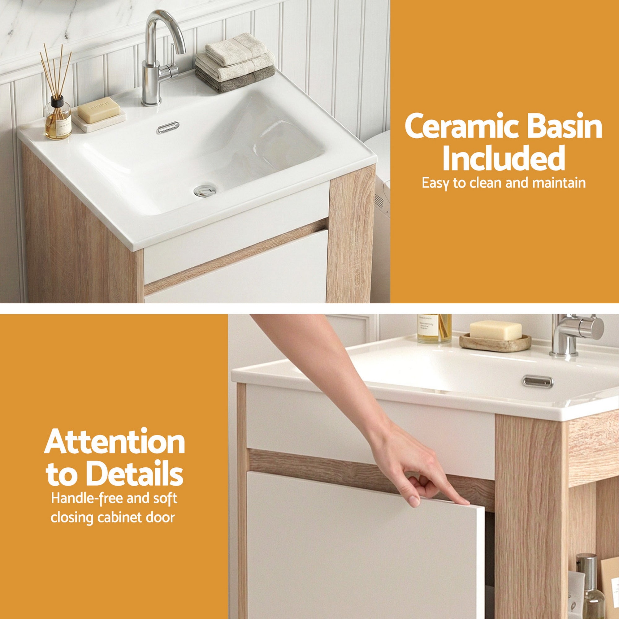 Cefito Vanity Unit 835mm Basin Bathroom Cabinet Side Storage Free Standing Sink-Furniture > Bathroom > Vanity Units-PEROZ Accessories
