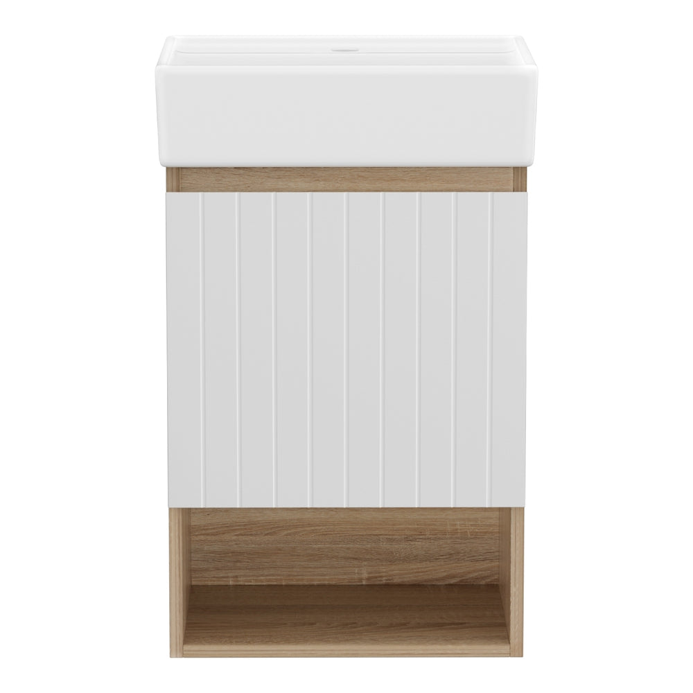 Cefito Vanity Unit 445mm Basin Bathroom Cabinet Storage Wall Hung Sink White-Furniture > Bathroom > Bathroom Cabinets, Cupboards & Storage-PEROZ Accessories
