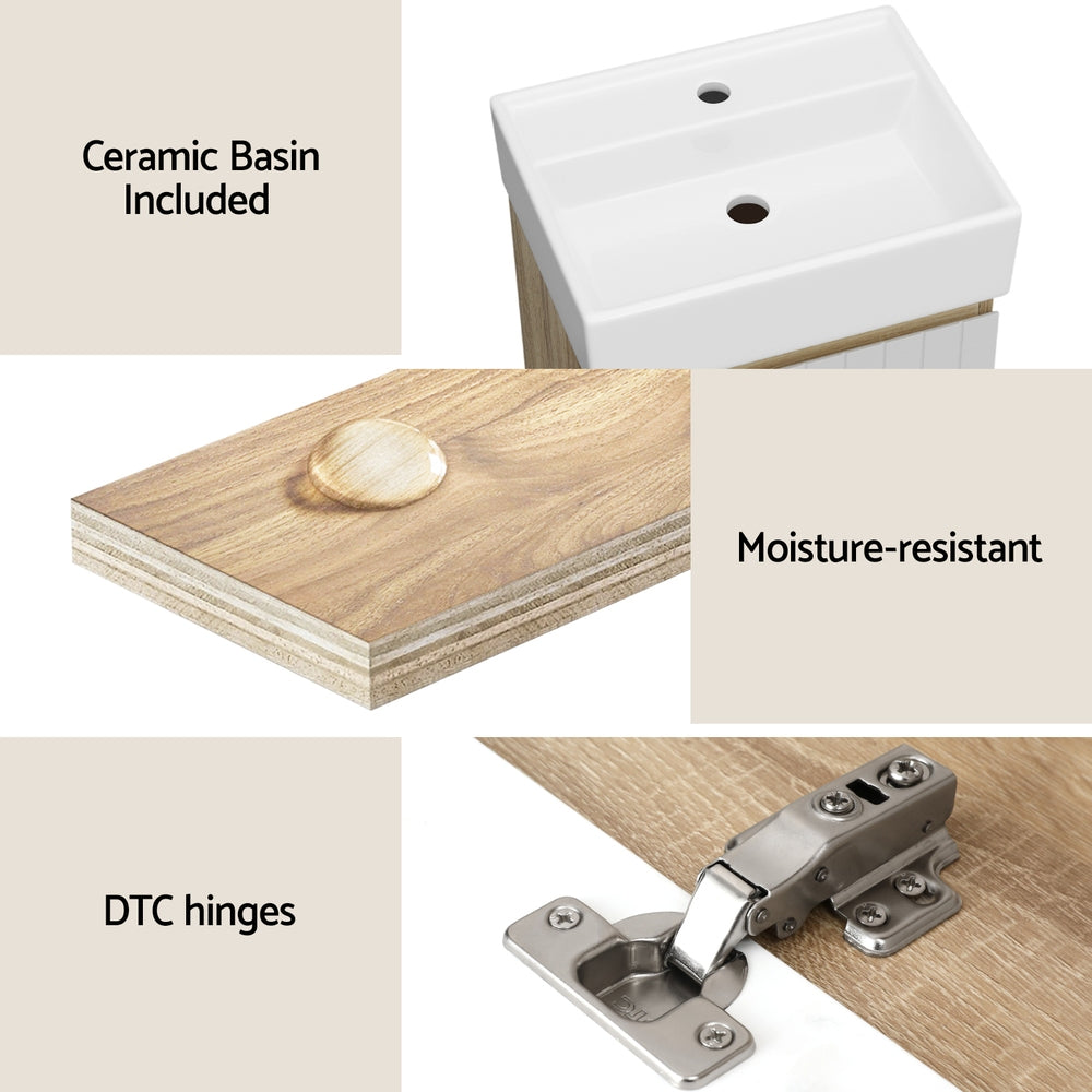 Cefito Vanity Unit 445mm Basin Bathroom Cabinet Storage Wall Hung Sink White-Furniture > Bathroom > Bathroom Cabinets, Cupboards & Storage-PEROZ Accessories