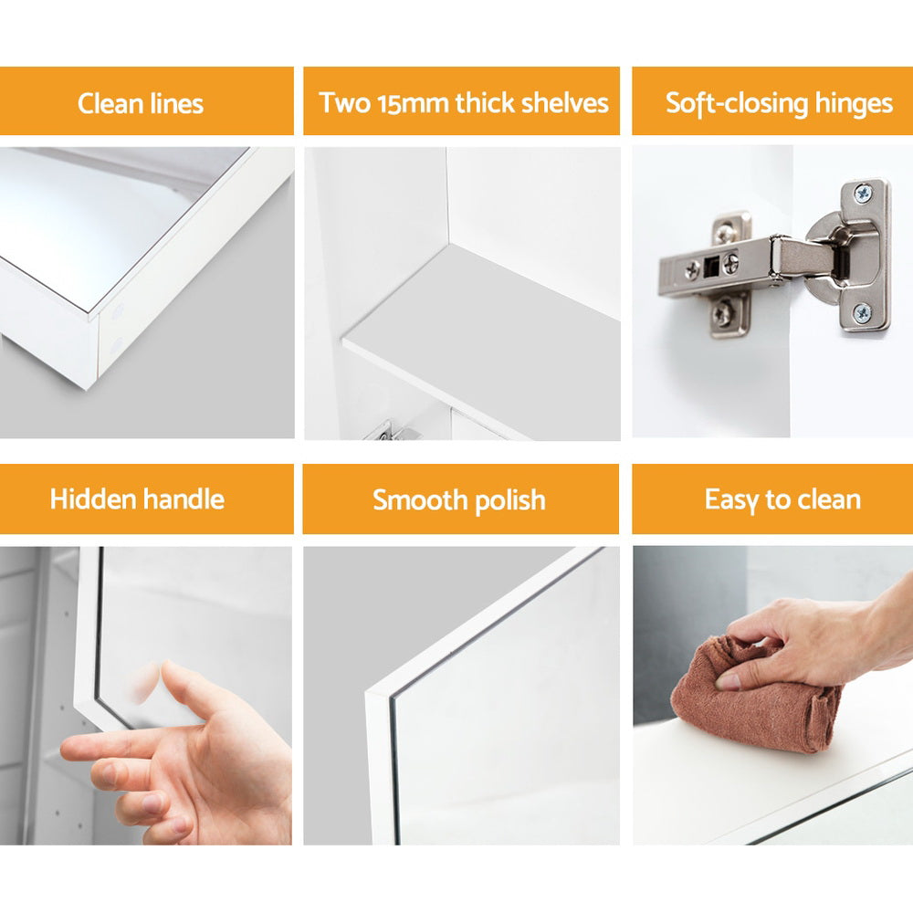 Cefito Bathroom Mirror Cabinet 600x720mm White-Furniture > Bathroom > Bathroom Cabinets, Cupboards & Storage-PEROZ Accessories