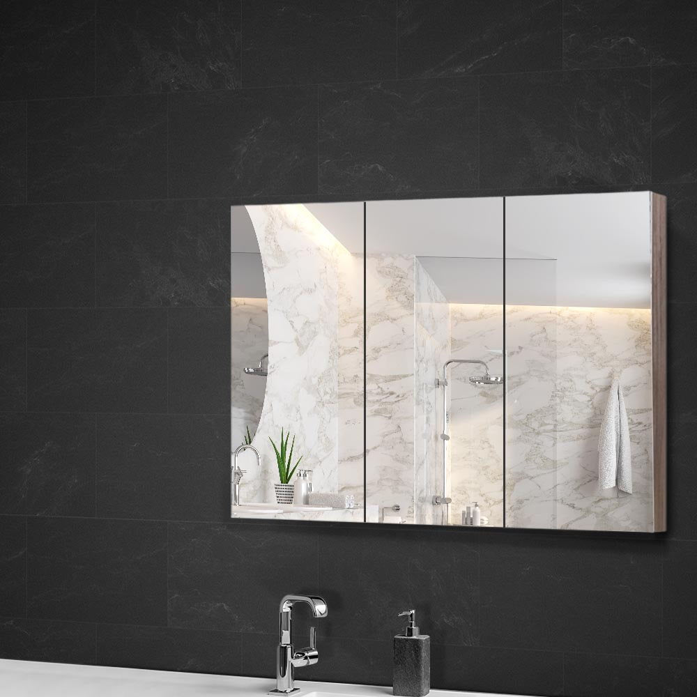 Cefito Bathroom Mirror Cabinet 900x720mm Oak-Furniture > Bathroom > Bathroom Cabinets, Cupboards & Storage-PEROZ Accessories