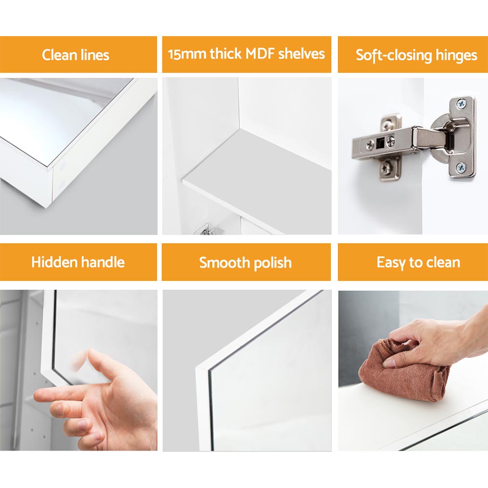 Cefito Bathroom Vanity Mirror with Storage Cabinet - White-Furniture > Bathroom > Bathroom Cabinets, Cupboards & Storage-PEROZ Accessories