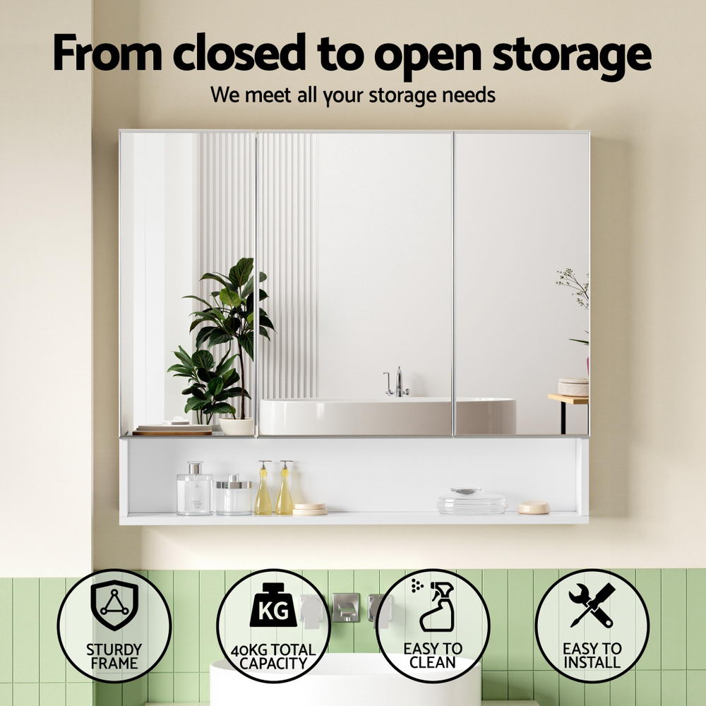 Cefito Bathroom Mirror Cabinet Medicine Adjustable Shelves Wall Hung 900x750mm White-Furniture > Bathroom > Bathroom Cabinets, Cupboards & Storage-PEROZ Accessories