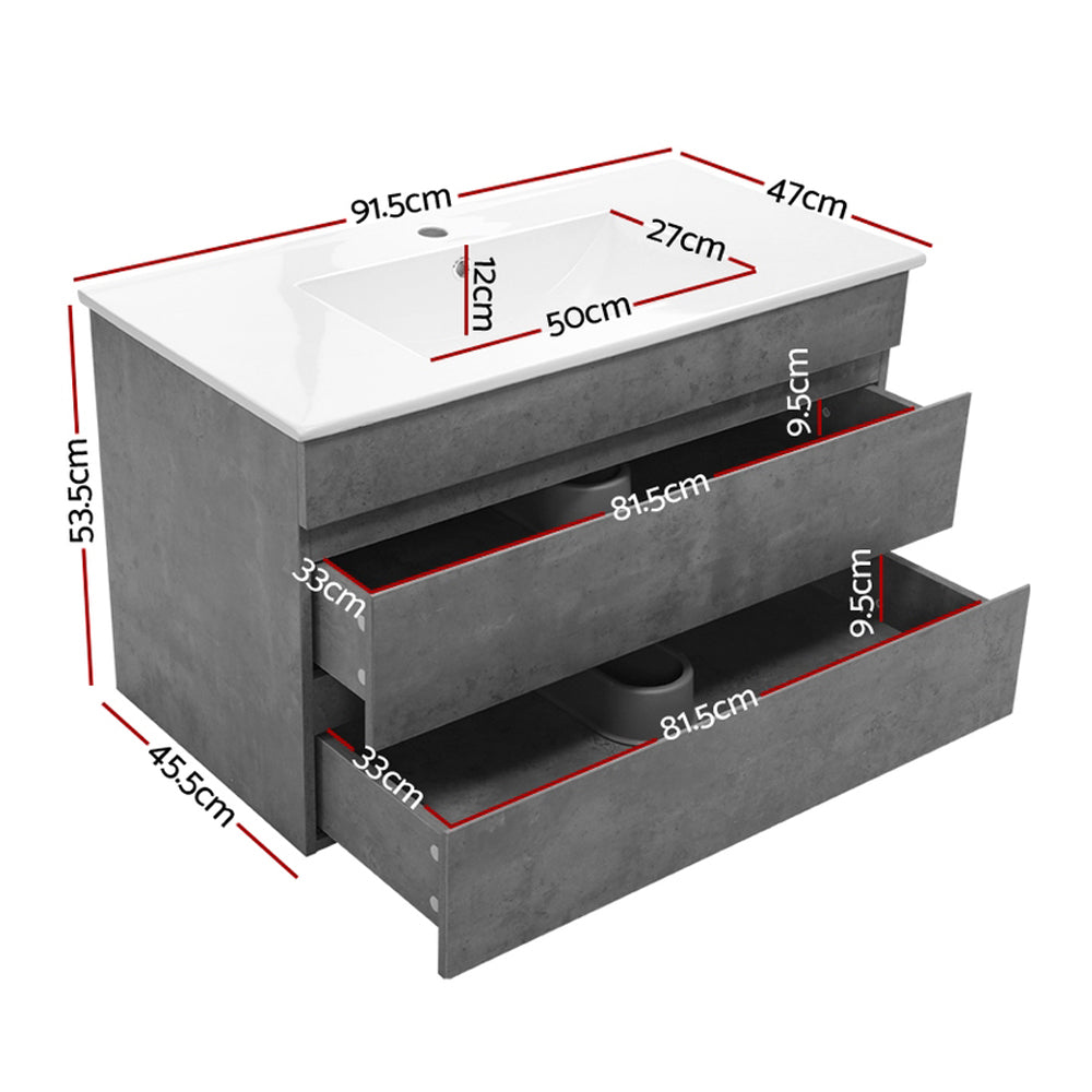 Cefito Vanity Unit 915mm with Basin Grey-Furniture > Bathroom > Vanity Units-PEROZ Accessories