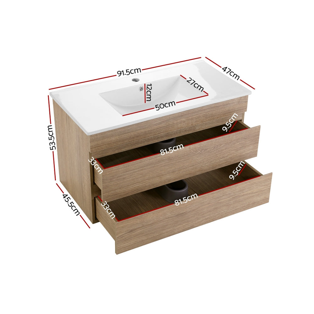 Cefito Vanity Unit 915mm with Basin Oak-Furniture > Bathroom > Vanity Units-PEROZ Accessories