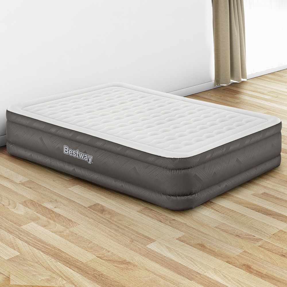 Bestway Queen Air Mattress with Built-in Pump Fortech Inflatable Bed 46cm-Mattresses-PEROZ Accessories