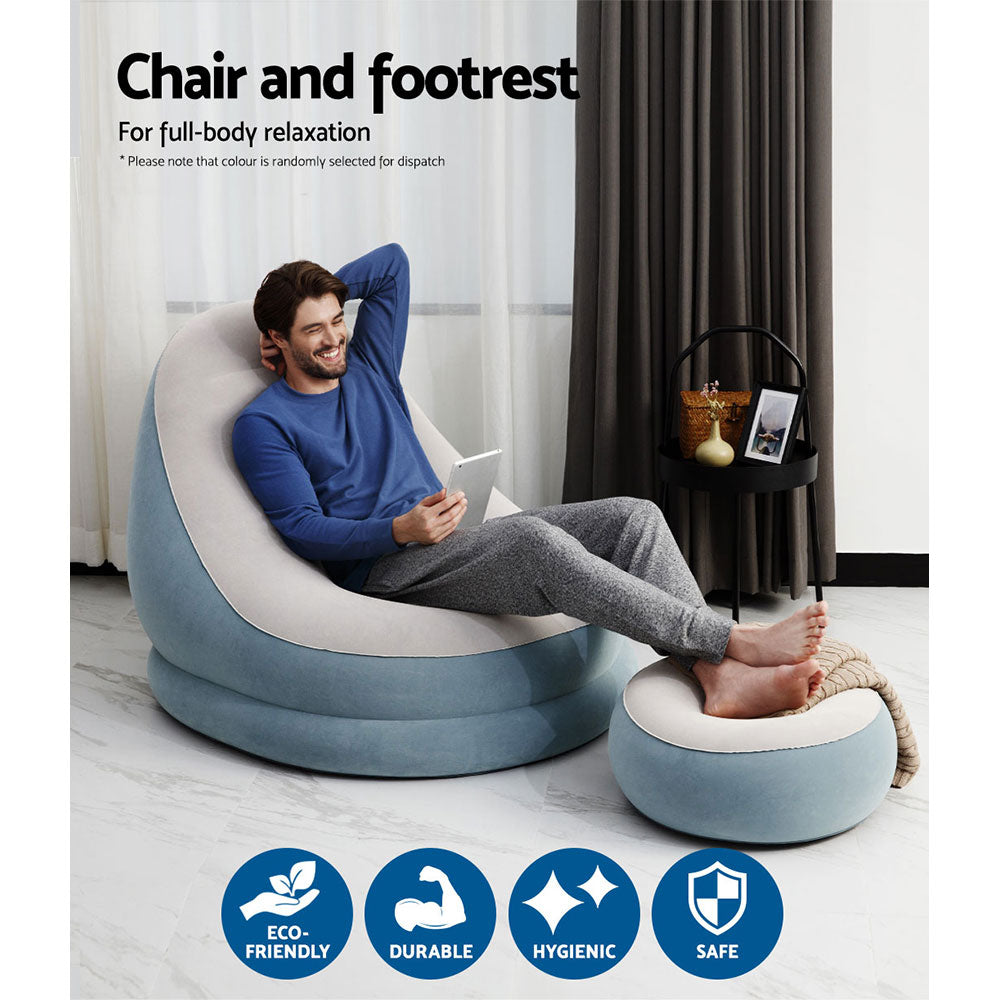 Bestway Inflatable Air Chair Seat Couch Lazy Sofa Lounge Ottoman Purple/Blue-Furniture > Bar Stools & Chairs > Arm Chairs & Recliners-PEROZ Accessories