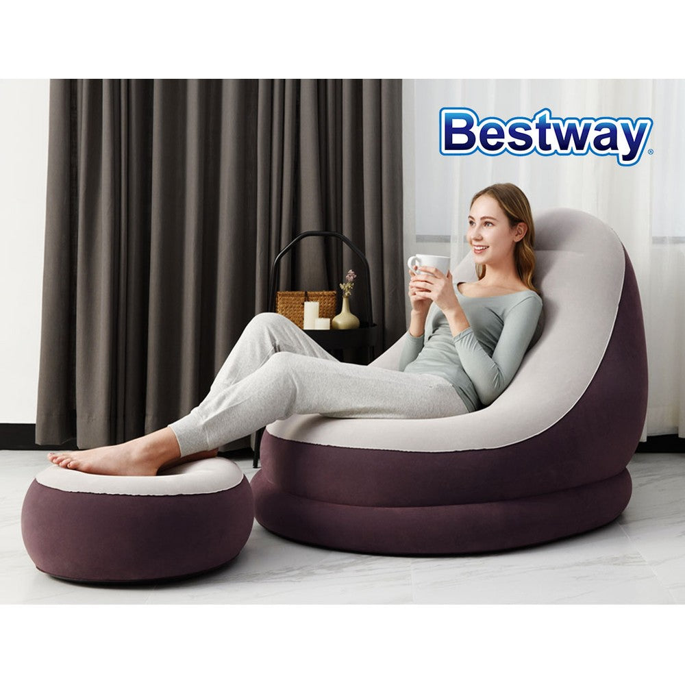 Bestway Inflatable Air Chair Seat Couch Lazy Sofa Lounge Ottoman Purple/Blue-Furniture > Bar Stools & Chairs > Arm Chairs & Recliners-PEROZ Accessories