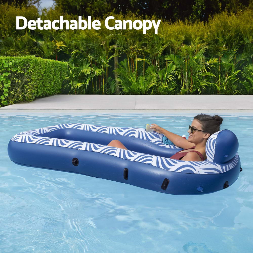Bestway Inflatable Floating Float Lounger with Sunshade Canopy 1.98Mx1.12M Blue-Home & Garden > Pool & Accessories > Pool Toys & Inflatables-PEROZ Accessories