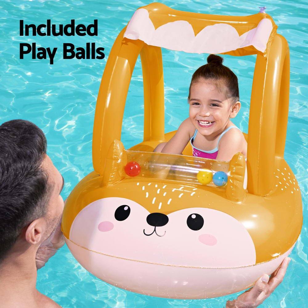 Bestway Kids Inflatable Fox Swim Float Floating Seat Canopy Pool Toys 94x66CM-Home & Garden > Pool & Accessories > Pool Toys & Inflatables-PEROZ Accessories