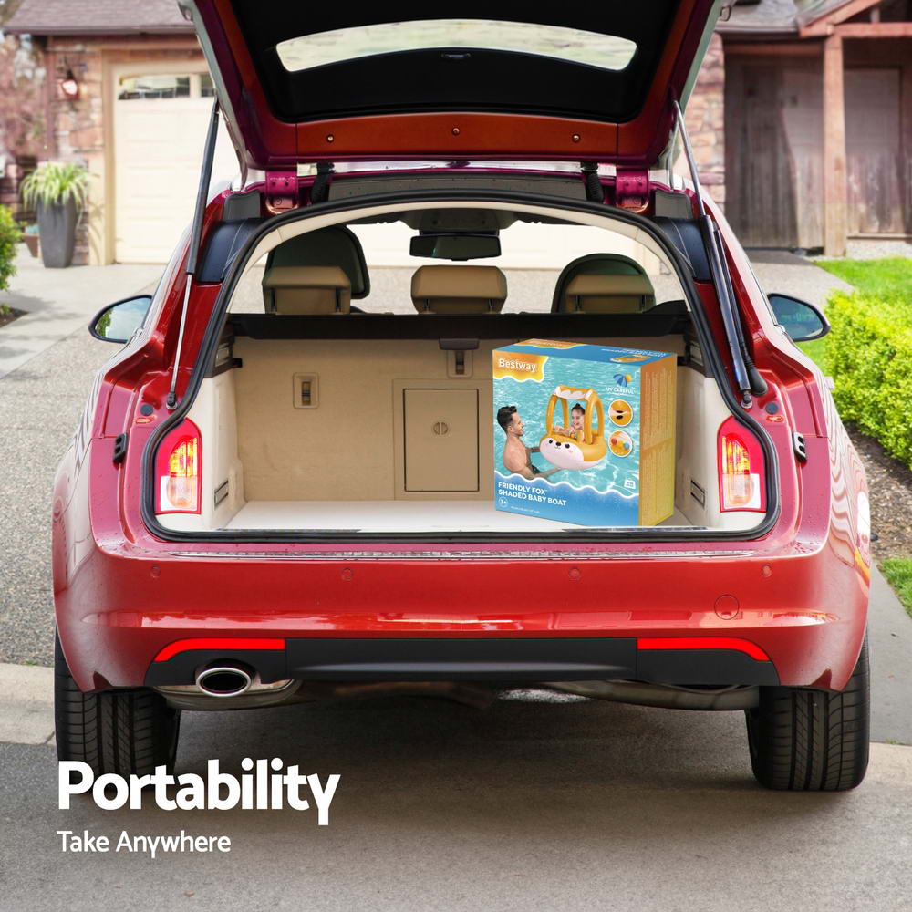 Bestway Kids Inflatable Fox Swim Float Floating Seat Canopy Pool Toys 94x66CM-Home & Garden > Pool & Accessories > Pool Toys & Inflatables-PEROZ Accessories