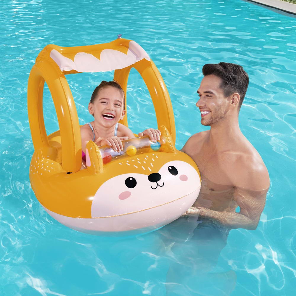 Bestway Kids Inflatable Fox Swim Float Floating Seat Canopy Pool Toys 94x66CM-Home & Garden > Pool & Accessories > Pool Toys & Inflatables-PEROZ Accessories