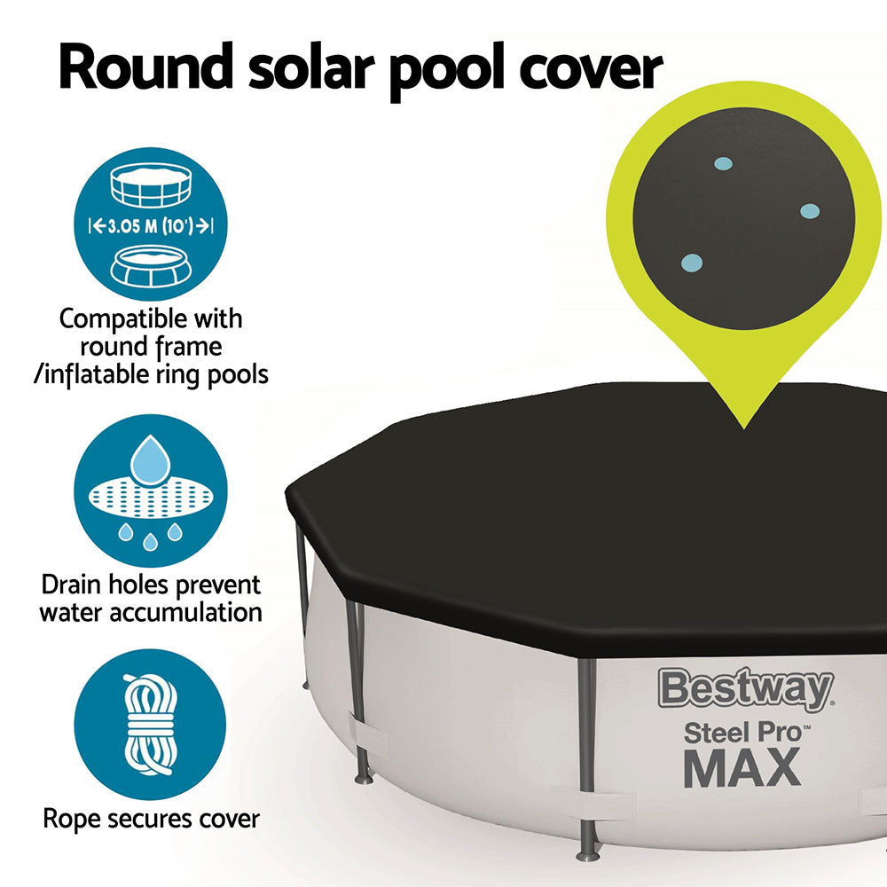 Bestway Pool Cover Fits 3.05m Round Above Ground Swimming Pool PVC Blanket-Home & Garden > Pool & Accessories > Pool Covers & Accessories-PEROZ Accessories