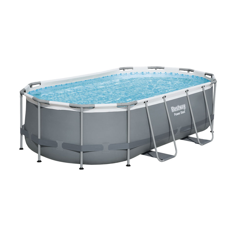 Bestway Swimming Pool 427x250x100cm Steel Frame Above Ground Pools Filter Pump Ladder 7250L-Home & Garden > Pool & Accessories > Swimming Pools-PEROZ Accessories