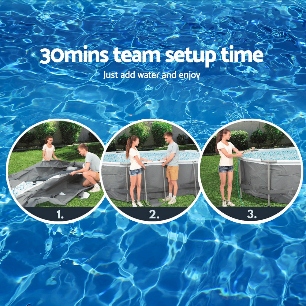 Bestway Swimming Pool 427x250x100cm Steel Frame Above Ground Pools Filter Pump Ladder 7250L-Home & Garden > Pool & Accessories > Swimming Pools-PEROZ Accessories