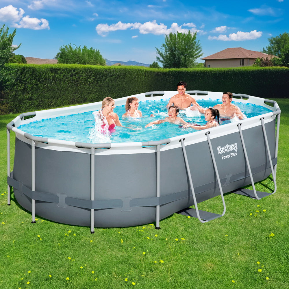 Bestway Swimming Pool 427x250x100cm Steel Frame Above Ground Pools Filter Pump Ladder 7250L-Home & Garden > Pool & Accessories > Swimming Pools-PEROZ Accessories
