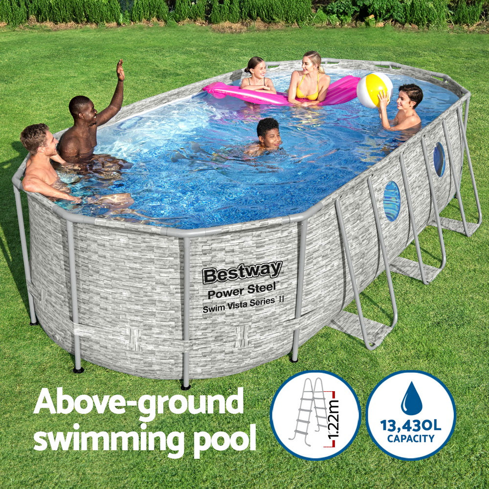 Bestway Swimming Pool 549x274x122cm Steel Frame Above Ground Pools Filter Pump Ladder 13430L-Home & Garden > Pool & Accessories > Swimming Pools-PEROZ Accessories