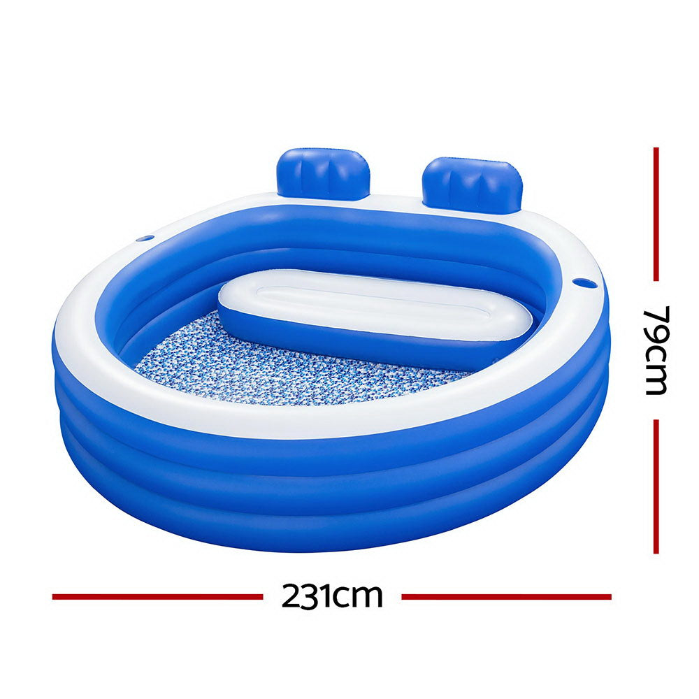 Bestway Kids Inflatable Pool Above Ground Pools Bench Seat Cup Holder 231x219cm-Home & Garden > Pool & Accessories > Swimming Pools-PEROZ Accessories