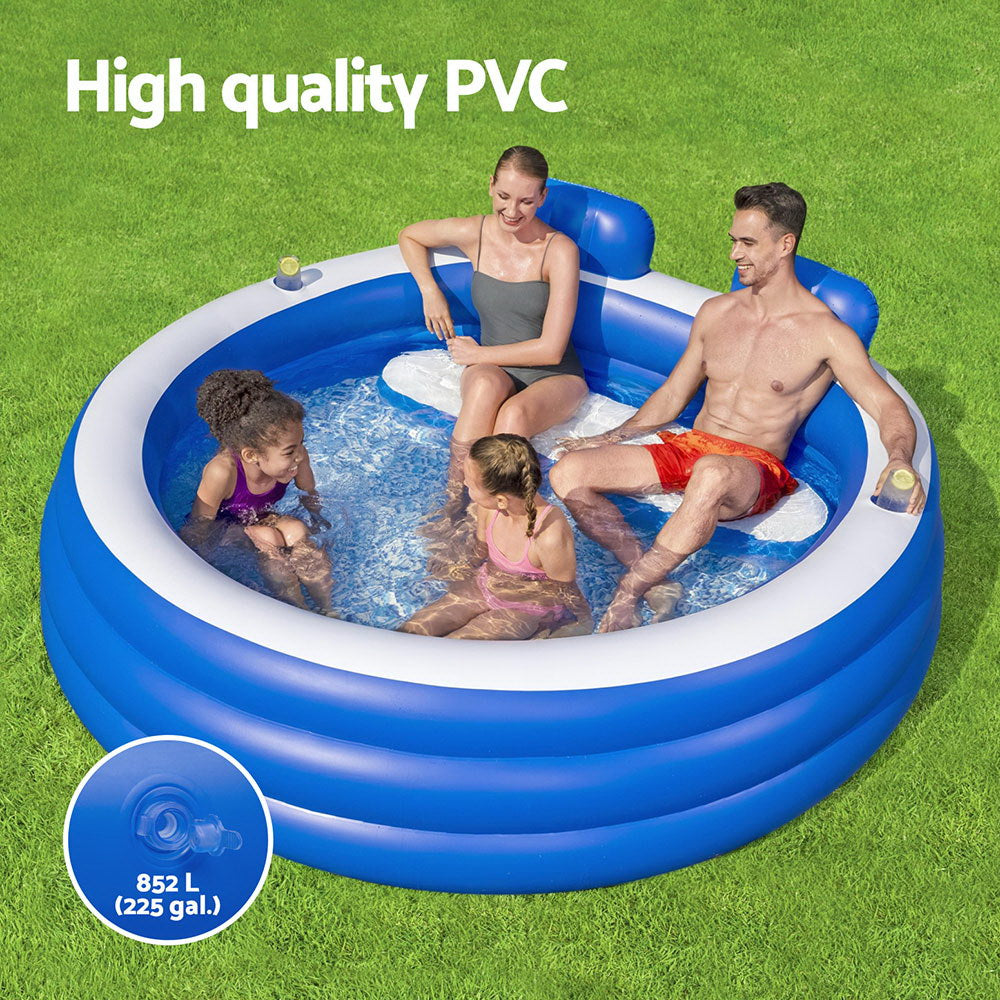 Bestway Kids Inflatable Pool Above Ground Pools Bench Seat Cup Holder 231x219cm-Home & Garden > Pool & Accessories > Swimming Pools-PEROZ Accessories