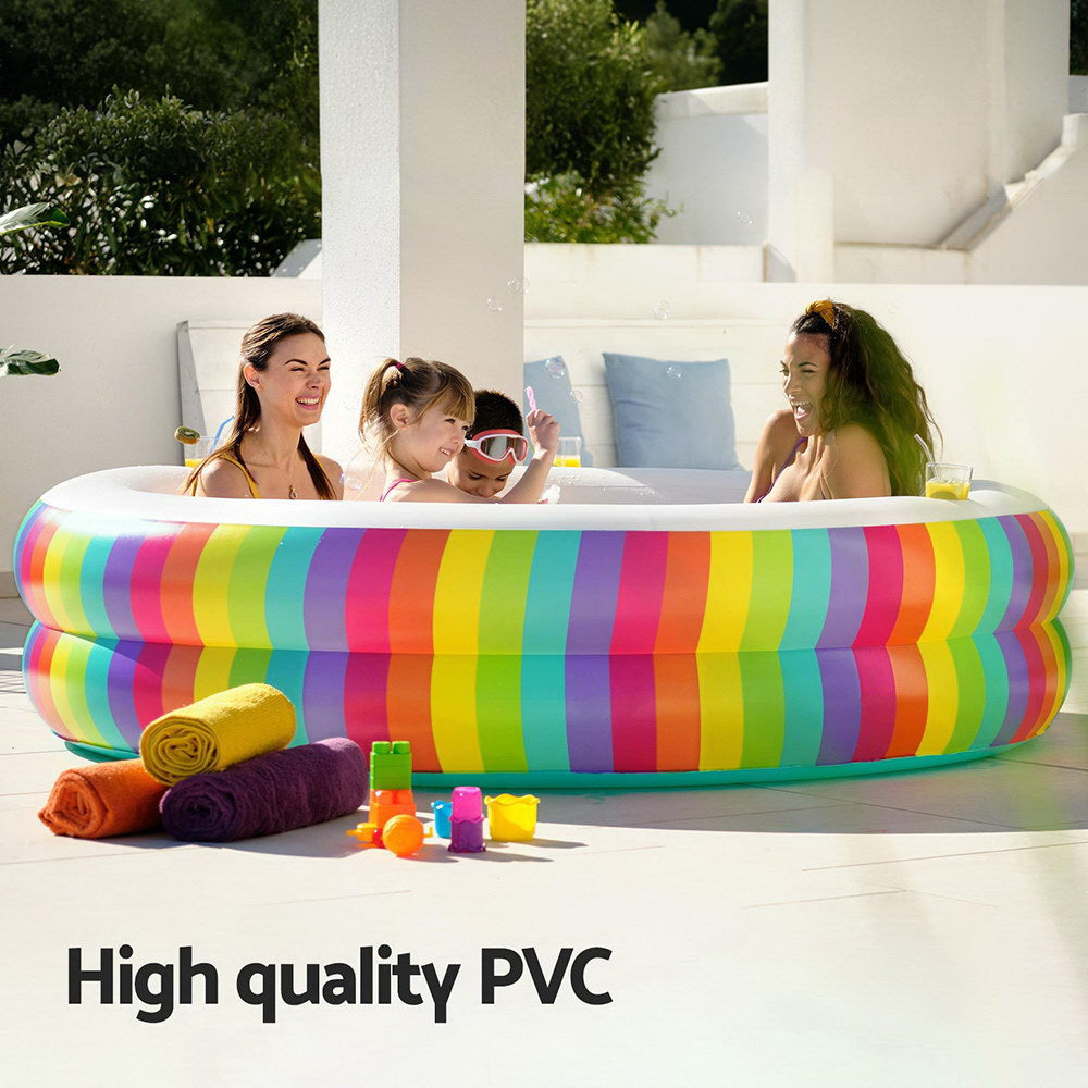 Bestway Kids Inflatable Round Pool Above Ground Cup Holder Rainbow 206x206x51cm-Home & Garden > Pool & Accessories > Swimming Pools-PEROZ Accessories