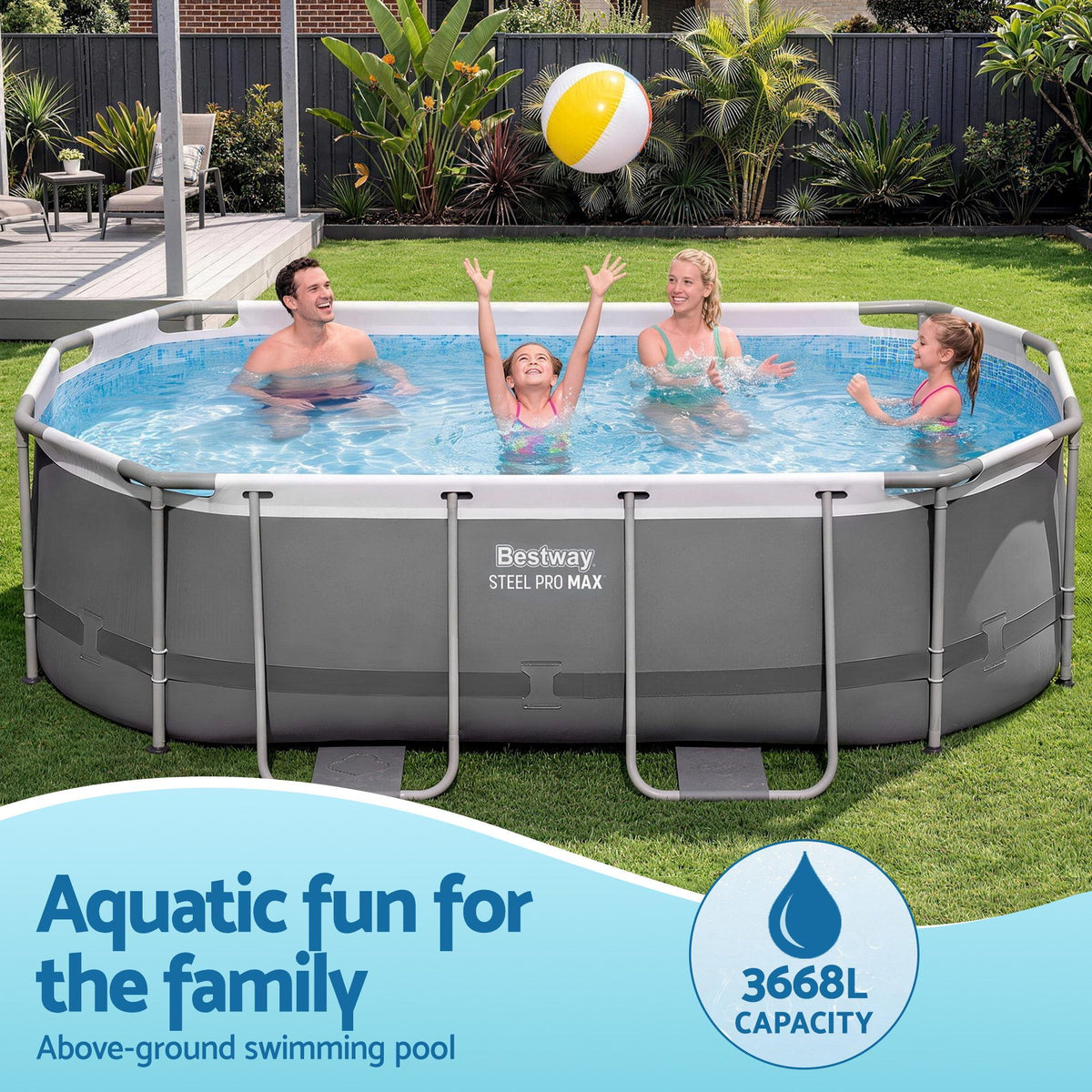 Bestway Swimming Pools 305cm x 200cm x 84cm Steel Above Ground Backyard Pool Set-Home & Garden > Pool & Accessories > Swimming Pools-PEROZ Accessories