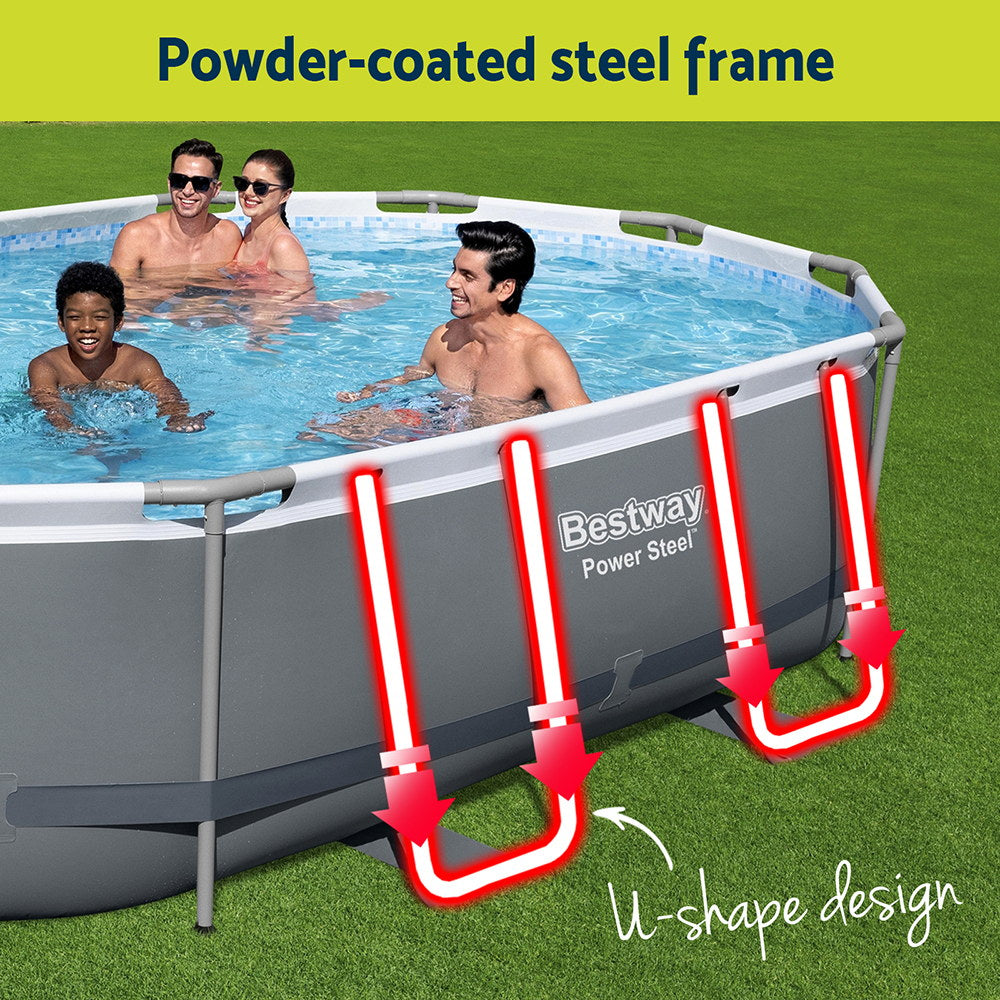 Bestway 488x305x107cm Swimming Pool Steel Frame Set w/ Pump Filter Ladder Cover-Home & Garden > Pool & Accessories > Swimming Pools-PEROZ Accessories