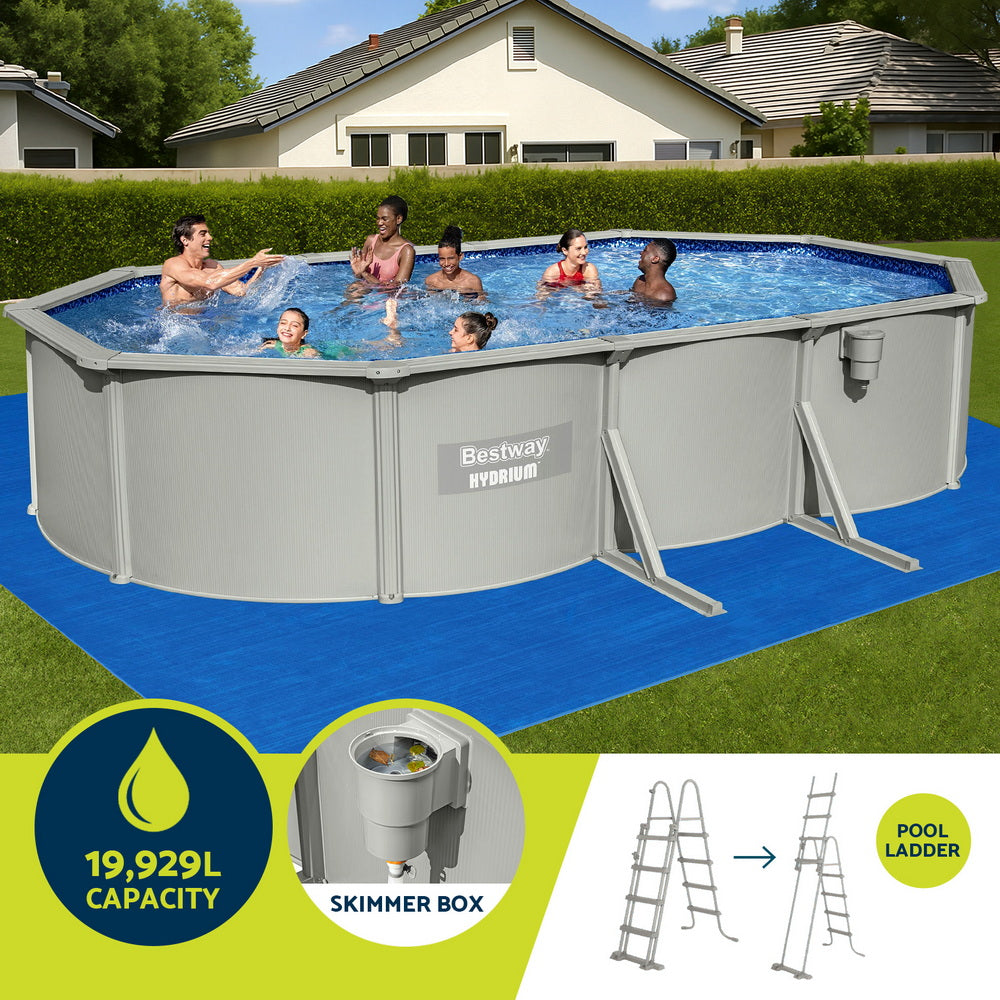 Bestway Swimming Pool 610 x 366cm Steel Frame Round Pool Set w/ Filter Ladder-Home & Garden > Pool & Accessories > Swimming Pools-PEROZ Accessories