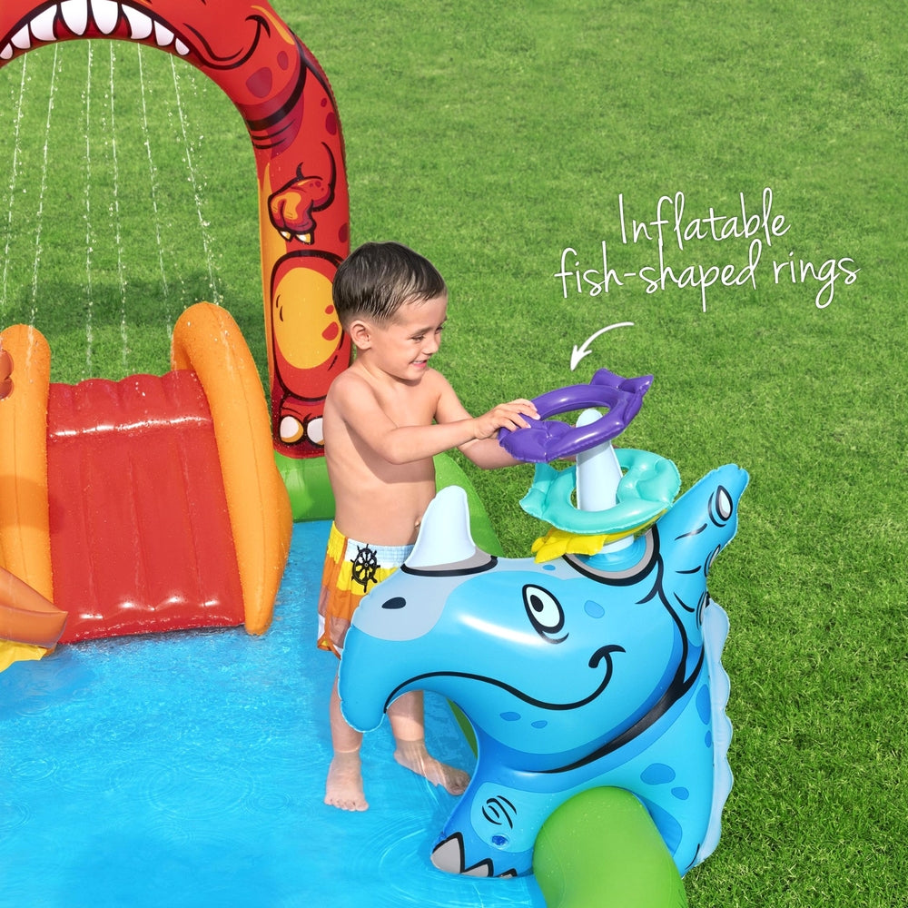 Bestway Kids Inflatable Play Splash Pool with Slide Ball Tossing Toys 242x140cm-Home & Garden > Pool & Accessories > Pool Toys & Inflatables-PEROZ Accessories