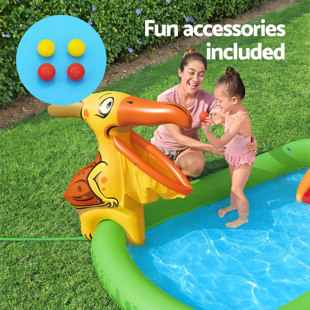 Bestway Kids Inflatable Play Splash Pool with Slide Ball Tossing Toys 242x140cm-Home & Garden > Pool & Accessories > Pool Toys & Inflatables-PEROZ Accessories
