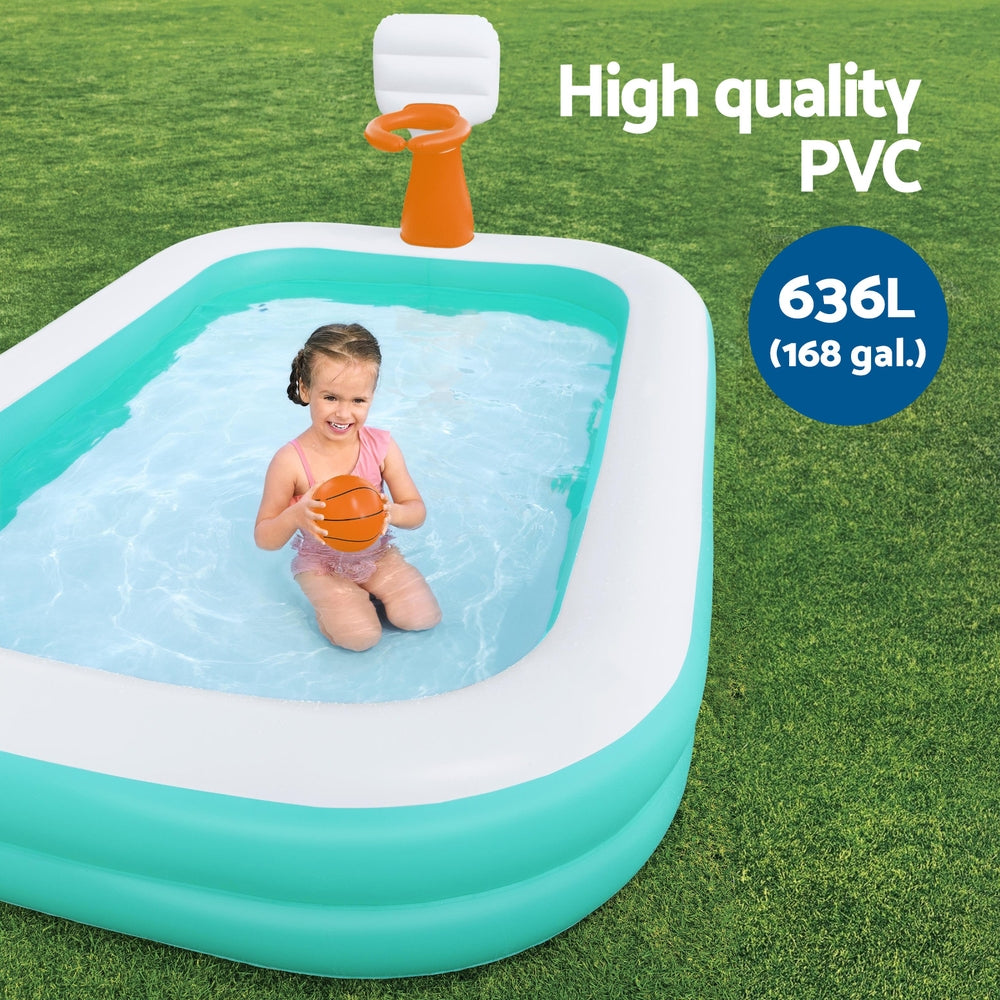 Bestway Kids Inflatable Pool Above Ground Play Pools Basketball Hoop 251x168cm-Home & Garden > Pool & Accessories > Pool Toys & Inflatables-PEROZ Accessories