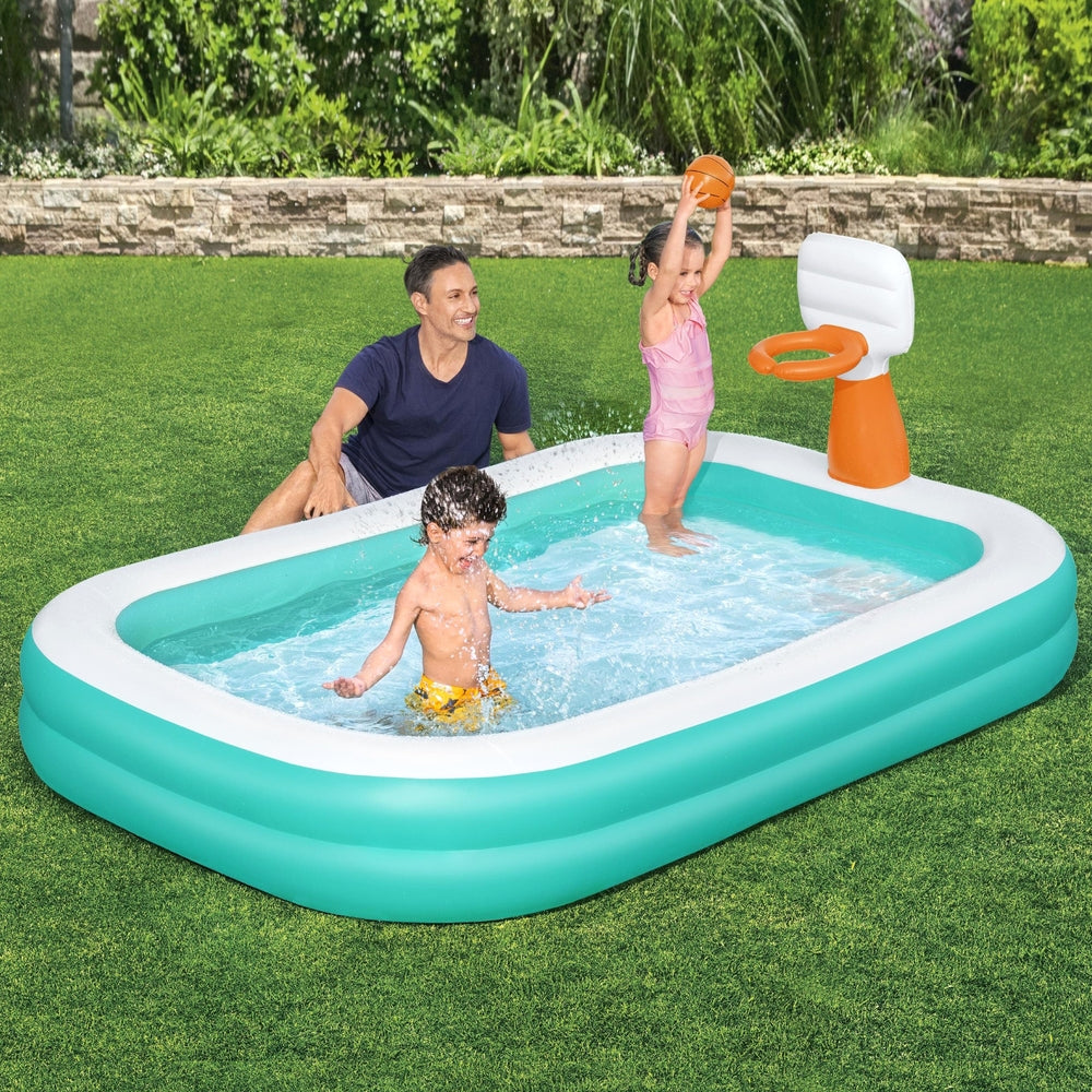 Bestway Kids Inflatable Pool Above Ground Play Pools Basketball Hoop 251x168cm-Home & Garden > Pool & Accessories > Pool Toys & Inflatables-PEROZ Accessories