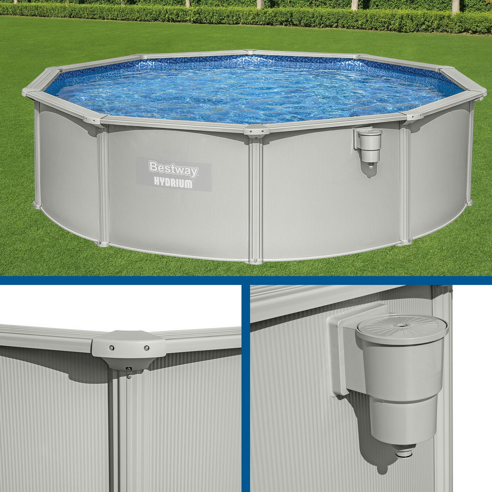 Bestway Swimming Pool Steel Frame Round Pool Set 457cm w/ Filter Ladder 17430L-Home & Garden > Pool & Accessories > Swimming Pools-PEROZ Accessories