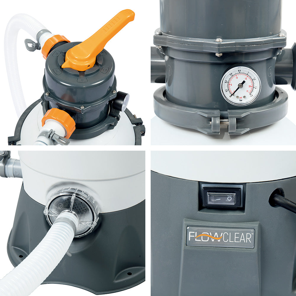 Bestway Pool Pump Sand Filter 800GPH 3028L/H Pools Flowclear Filters-Home & Garden > Pool & Accessories > Swimming Pools-PEROZ Accessories
