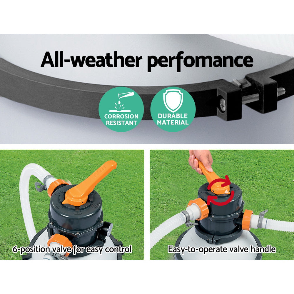 Bestway Pool Pump Sand Filter 800GPH 3028L/H Pools Flowclear Filters-Home & Garden > Pool & Accessories > Swimming Pools-PEROZ Accessories