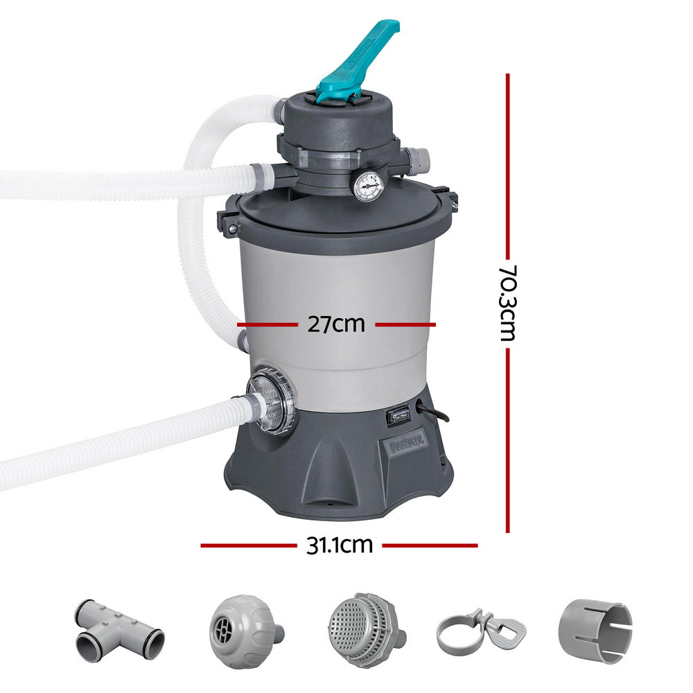Bestway Pool Pump Sand Filter 800GPH 3028L/H Pools Flowclear Filters-Home & Garden > Pool & Accessories > Swimming Pools-PEROZ Accessories