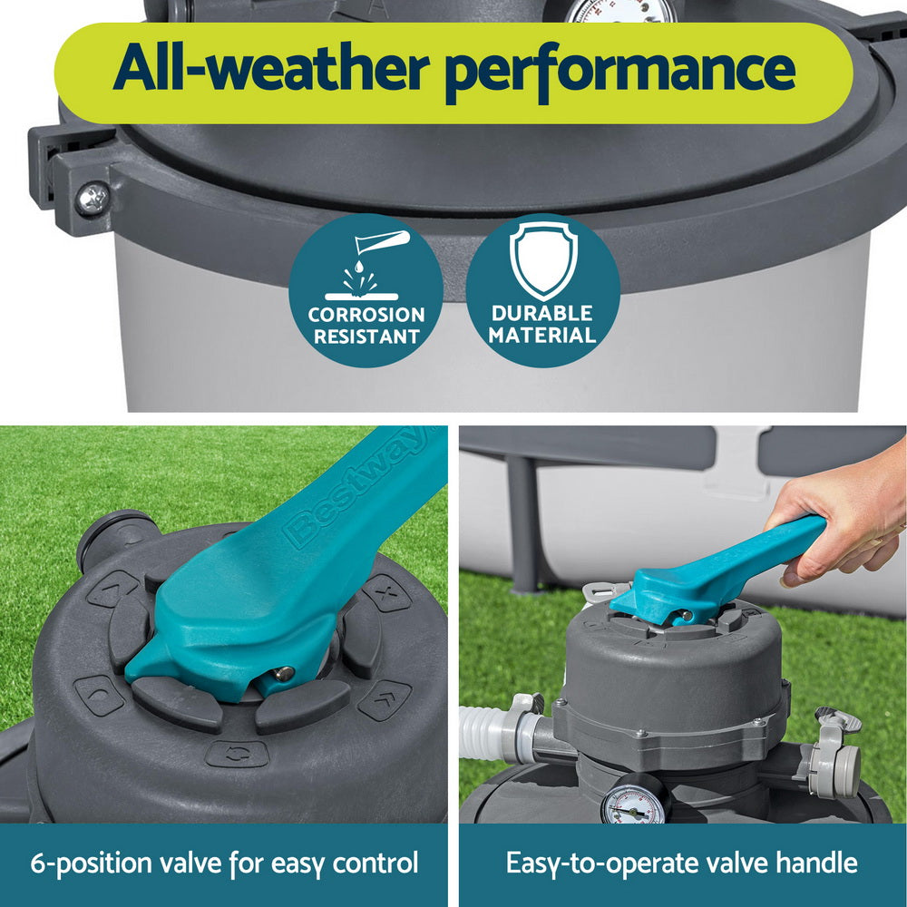 Bestway Pool Pump Sand Filter 800GPH 3028L/H Pools Flowclear Filters-Home & Garden > Pool & Accessories > Swimming Pools-PEROZ Accessories