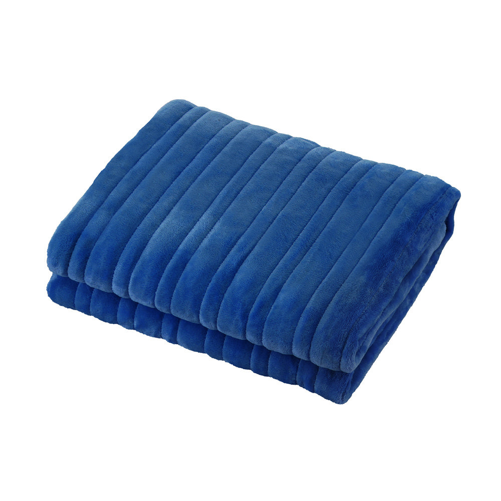 Bedra Electric Heated Blanket Washable Throw Rug Coral Fleece Blue-Heated Throw Rug-PEROZ Accessories