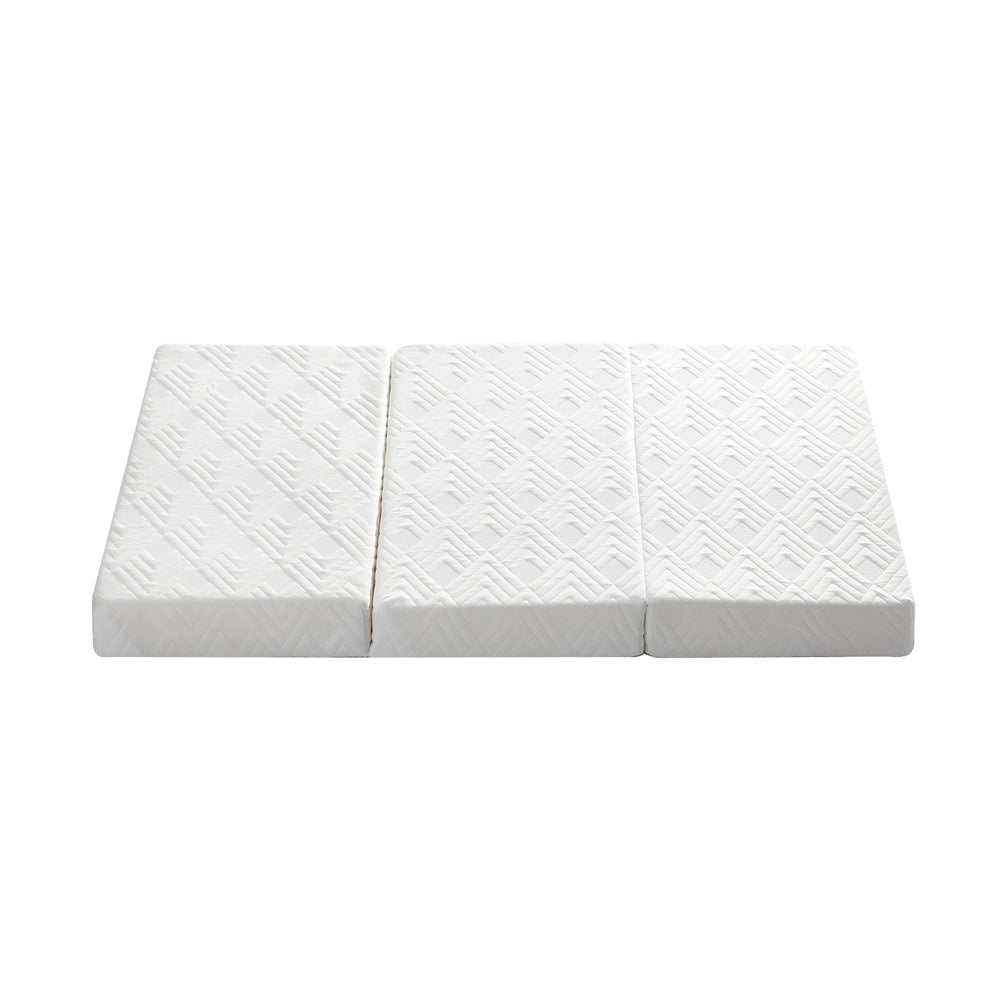 Bedra Folding Mattress 3-Fold Foldable Foam White-Folding Mattress Cushion-PEROZ Accessories