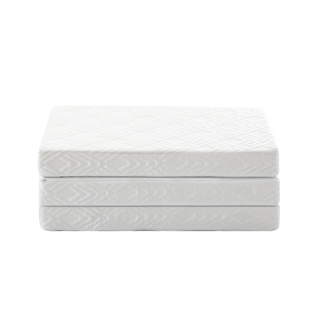 Bedra Folding Mattress 3-Fold Foldable Foam White-Folding Mattress Cushion-PEROZ Accessories