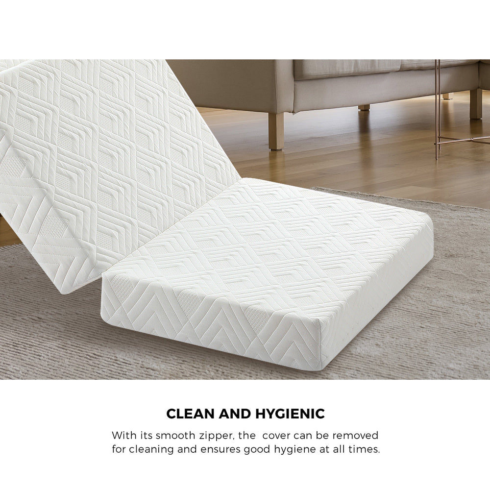 Bedra Folding Mattress 3-Fold Foldable Foam White-Folding Mattress Cushion-PEROZ Accessories
