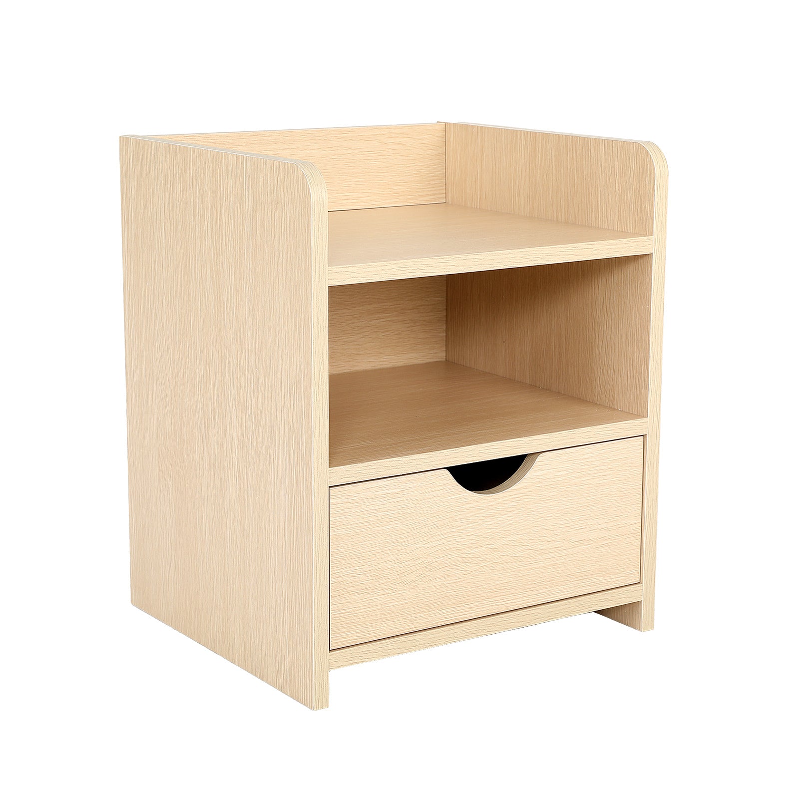 Bedside Table Side Storage Cabinet Nightstand Bedroom 1 Drawer 2 Shelf LARK OAK-Furniture > Bedroom > Bedside Tables-PEROZ Accessories