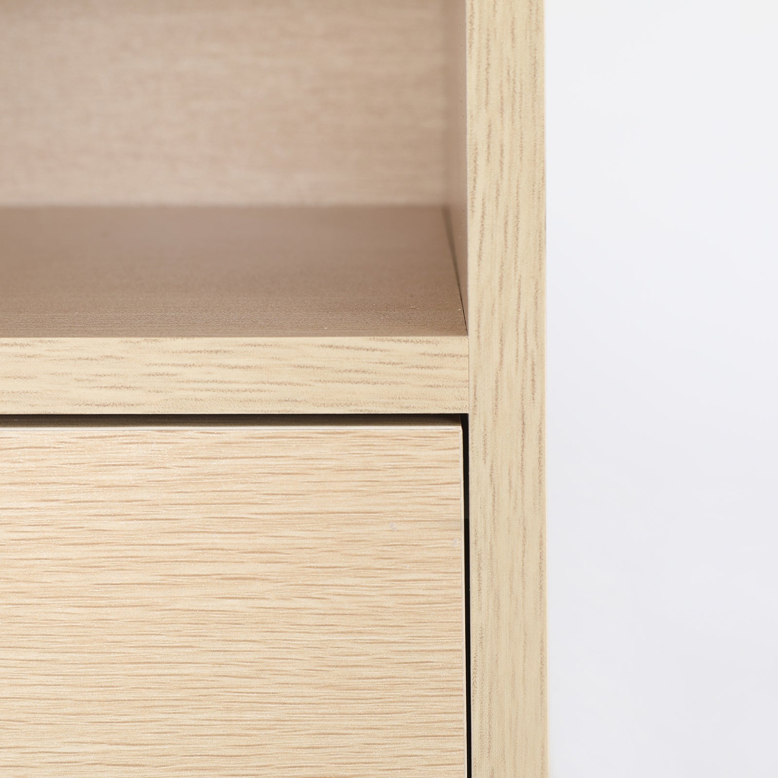 Bedside Table Side Storage Cabinet Nightstand Bedroom 1 Drawer 2 Shelf LARK OAK-Furniture > Bedroom > Bedside Tables-PEROZ Accessories