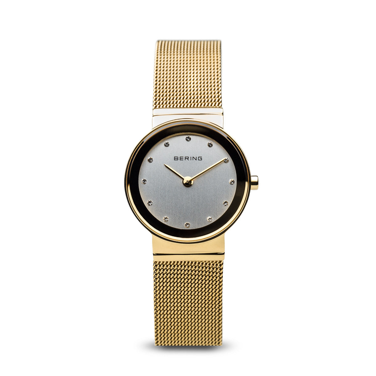 Bering Classic Polished Gold Mesh Swarovski Watch-PEROZ Accessories